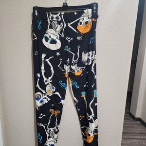 Black Skeleton Print Women's Leggings